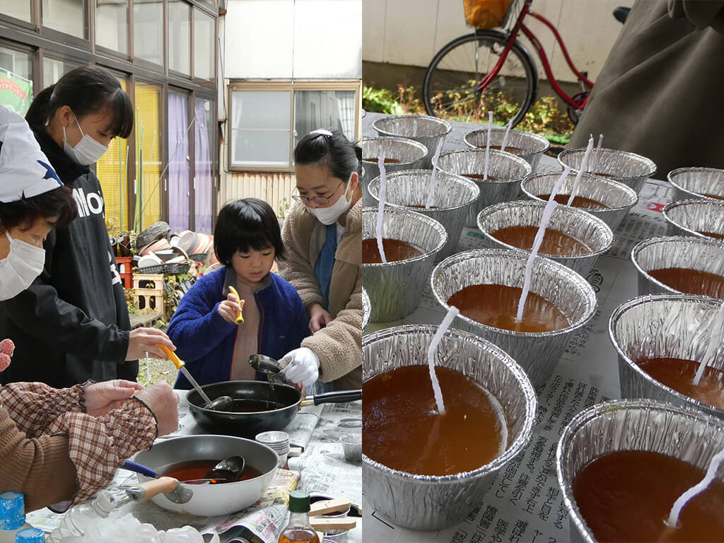 廃食油のロウソク作り